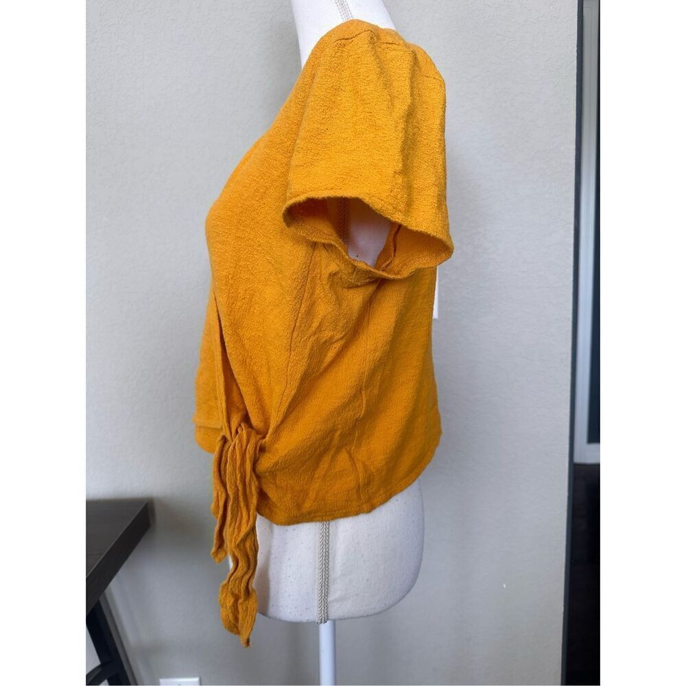 ⭐️3 for $10⭐️ Madewell Texture & Thread Yellow Wrap blouse - Picture 2 of 7